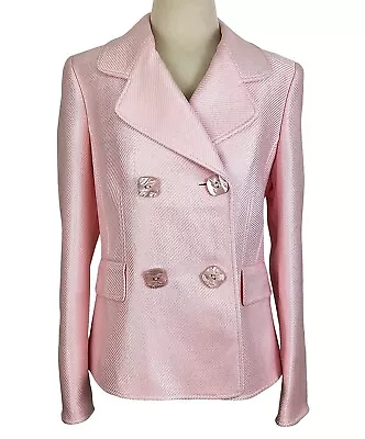 ELLEN TRACY Light Pink Double Breasted BLAZER JACKET 8 Shiny Barbiecore Barbie • $45