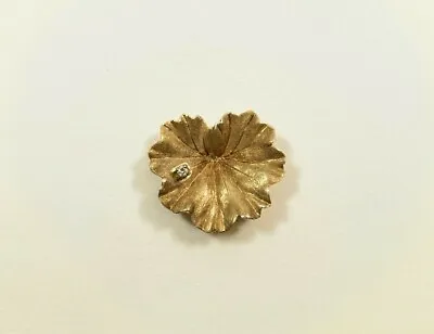 Vintage 14k Gold Diamond Maple Leaf Brooch Pin • $300