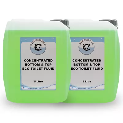 Eco Friendly Toilet Fluid Bottom & Top Green Motorhome & Caravan Cleaner- 2 X 5L • £18.99