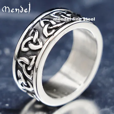 MENDEL Mens Womens Irish Celtic Trinity Knot Ring Band Stainless Steel Size 7-15 • $11.99