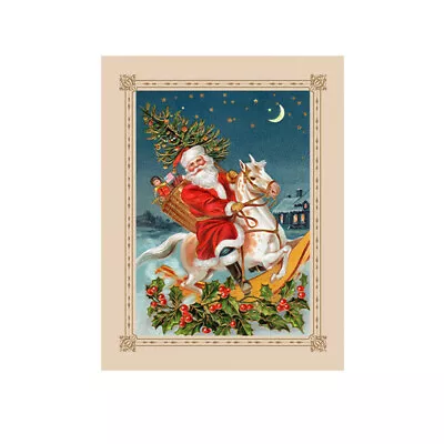 Victorian Santa On A Rocking Horse Vintage Christmas Image Postcard • $2.95