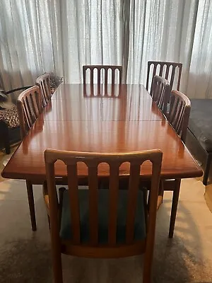 Teak  Mid-century Dining Table And 7 Original Beech Chairs By Meredew • £150