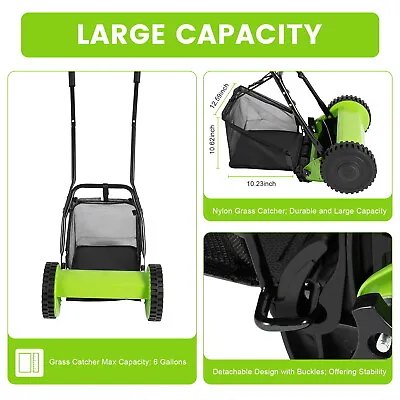 Lawn Mower Adjustable Height Manual Reel Push Walk Behind Dual Wheeled 5-Blade • $75