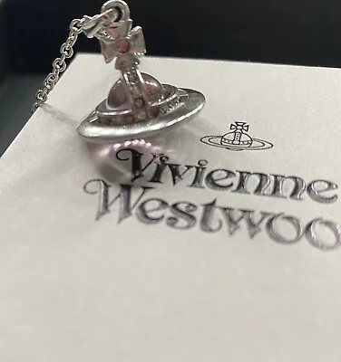 Vivienne Westwood Small Pink Orb Silver Necklace With Full Packaging • $85