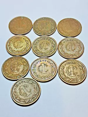 MEXICO 1 ONE CENTAVO  10 Coins  Vintage Bronze 1905-1949 Type KM#415 Mixed Lot • $9.99