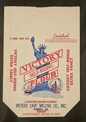 Vintage Victory Self Rising Flour Bag Weyers Cave Milling Co Purdy Virginia NOS • $14