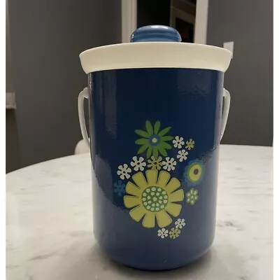 Vintage Kromex Ice Bucket Turquoise Aluminum With Daisies 10 1/2” • $22