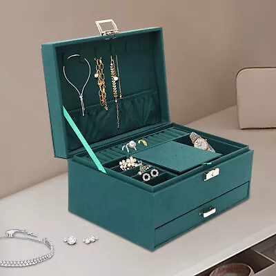 3 Layers Jewelry Box Organizer Large Capacity Ring Earring Necklace Storage New • $28.50