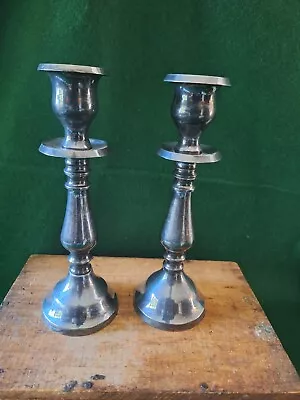 Pottery Barn Candlesticks Dark Metal 8.5” • $24.99