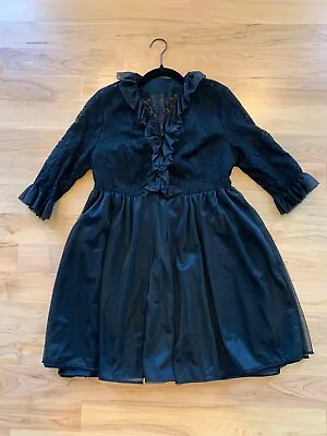 Vintage Lorraine 50’s 60’s Short Babydoll Peignoir Set Black Lace 36 • $39.99