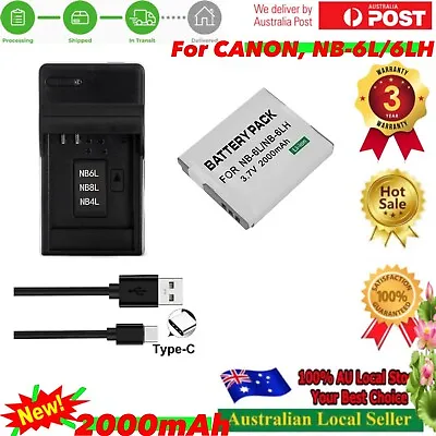 Battery +SLIM USB-C Charger For NB-6L Canon PowerShot SX280 HS SX540 HS SX600 HS • $27.98