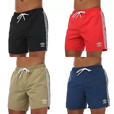 Men's Umbro Taped Swim Shorts In Black Red Green And Blue • £9.99