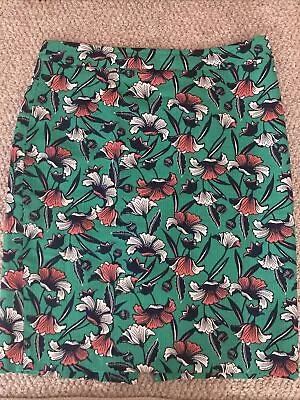 J. Crew Floral Basketweave Cotton Pencil Skirt Size 4 Summertime Green NWOT Slit • $18