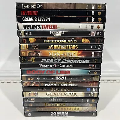 Lot Of 19 Assorted Thriller DVDs | Fast Furious Ocean’s Gladiator Harry Potter • $14.77