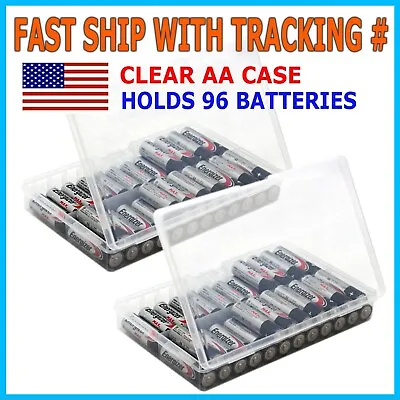 Clear AA/AAA Plastic Battery Storage Case/Organizer/Holder Holds 96 Batteries • $7.95