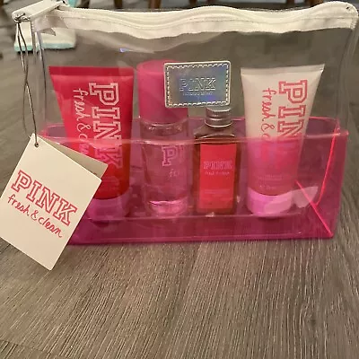 Victorias Secret PINK FRESH CLEAN Gift Travel Splash MIST BRONZER LOTION Set~ • $64.99