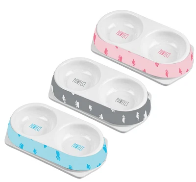 £6.49 • Buy Double Feeding Bowls For Cat Pet Dog Puppy Non-Slip Splash Feeder Food Bowl