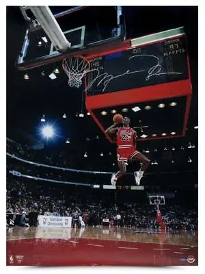 MICHAEL JORDAN Autographed Bulls  Scoreboard Dunk  30  X 40  Photograph UDA • $6995