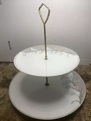 Gray Rhapsody Fine China CAKE STAND 2 TIER CUP CAKES HIGH STAND Made In Japan • $45