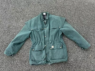 Vintage Carhartt CW043 Green Duster Jacket Size Large Made In USA 1990s • $75