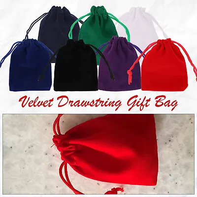 1-50pcs Luxury Soft Velvet Pouches Bag Jewellery Drawstring Wedding Party Boxes • £1.19