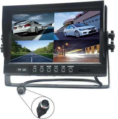  9  TFT LCD Car Rearview Quad Split MonitorRemote Control 4 Channels 4-PIN  • $78.05