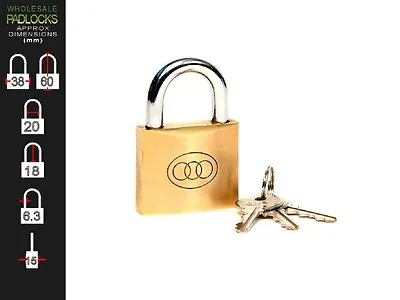£7.99 • Buy 2 X Tri Circle Keyed Alike 38mm Brass Lock Padlocks
