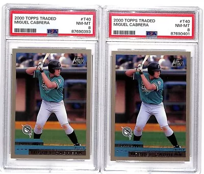 (2) Lot 2000 Topps Traded Miguel Cabrera Rookie RC PSA 8 #T40 Marlins • $12.50