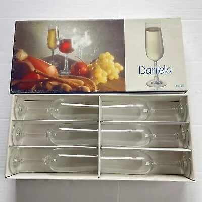 Vintage Saxony Crystal DANIELA Fine Crystal Champagne Flute 6 Glasses Fr Germany • $22