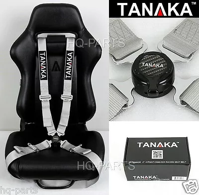 1 Tanaka Universal Silver 4 Point Camlock Quick Release Racing Seat Belt Harness • $51.57