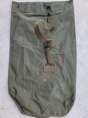 US WW2 Era Duffel Sea Bag OD Green 1944 Dated • $55