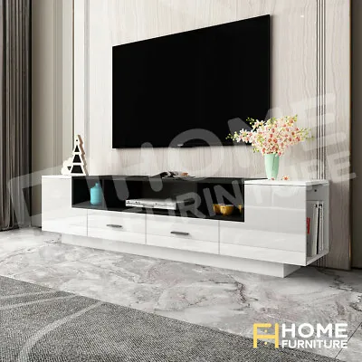 $229.50 • Buy TV Stand Cabinet Entertainment Unit Gloss 2 Storage Drawers Wooden 180cm White