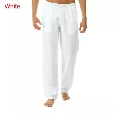  Mens Cotton Linen Loose Pants Casual Drawstring Beach Yoga Baggy Long Trousers  • $19.70