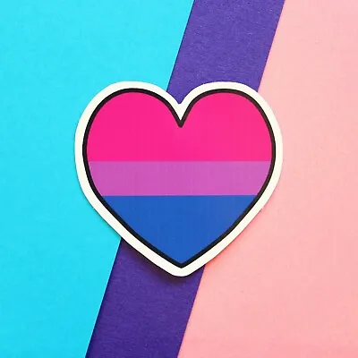 Bisexual Sticker Vinyl Love Heart Rainbow Loveheart Bi Sexual LGBT LGBTQ Cute • £2.30