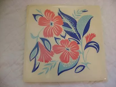 Vintage Floral Tile From Mosaic Tile Co. Blue Pink Cream  Made In USA HTF • $49.99