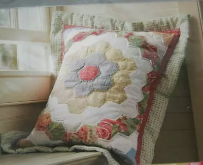 Martha Stewart Quilted Patchwork Sham Std Pink Green Floral Gingham Honeycomb • $16.99