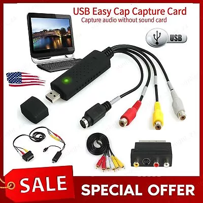 USB 2.0 VHS To DVD Converter Audio Video Capture Kit Scart RCA Cable For Win10 • $11.78