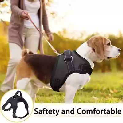 Dog Harness Breathable Adjustable Reflective No Pull Dog Vest XS S M L XL BLACK • $6.95