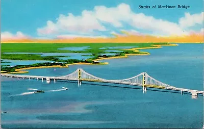 MICHIGAN ~ Straits Of Mackinac Bridge VTG Postcard • $2.50