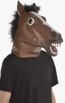 Latex Horse Head Mask Headgear Halloween Costume Club Roleplay Cosplay Prop • £9