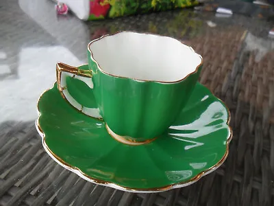 £7.50 • Buy Rare - Vintage Art Deco Cup & Saucer Victoria C&e Bone China - Green/gilt