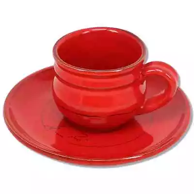 Mamma Ro Red Expresso Demitasse Cup Saucer Set Signed Italy  • $16.72