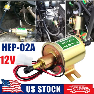 Universal Electric Fuel Pump HEP-02A 4-7PSI 12V Inline Low Pressure Gas Diesel • $8.79