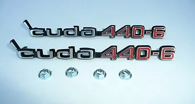 1970-74 Cuda 440-6 Pack Hood Emblem Pair USA Made E-Body Mopar Left & Right Side • $116.95