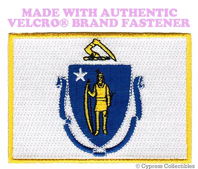 MASSACHUSETTS STATE FLAG PATCH EMBROIDERED APPLIQUE W/ VELCRO® Brand Fastener • $5.95