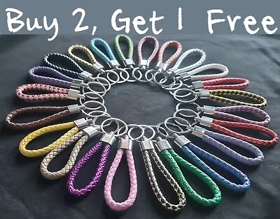 £2.10 • Buy KeyChain Braided Faux Leather Strap Car Key Keyring Key Fob **New** UK