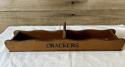 Vintage Wooden Cracker Tray Holder Divided Serving Portable Retro • $10