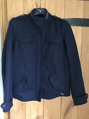 Maison Scotch Ladies Quality Navy Wool/Viscose Jacket Coat Peacoat Size 2 UK 12 • £20