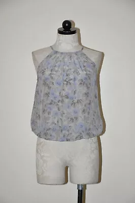 Joie Anatese C Vapor Gray Daydream Silk Halter Floral Camisole Tank Top Women XS • $34.99