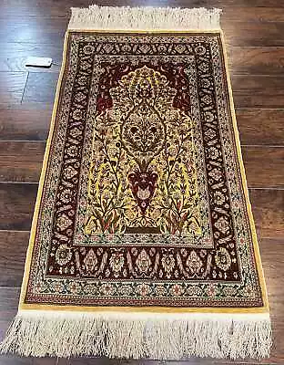 Stunning Silk Turkish Herek Prayer Rug 2.8 X 4.5 Masterweaver Signature 625 KPSI • $6650